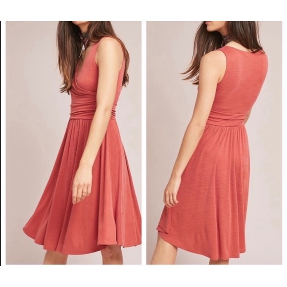 Maeve Dresses & Skirts - Maeve Nora Textured Sleeveless Dress in Rust Anthropologie V Neck Wrap Midi Sz S